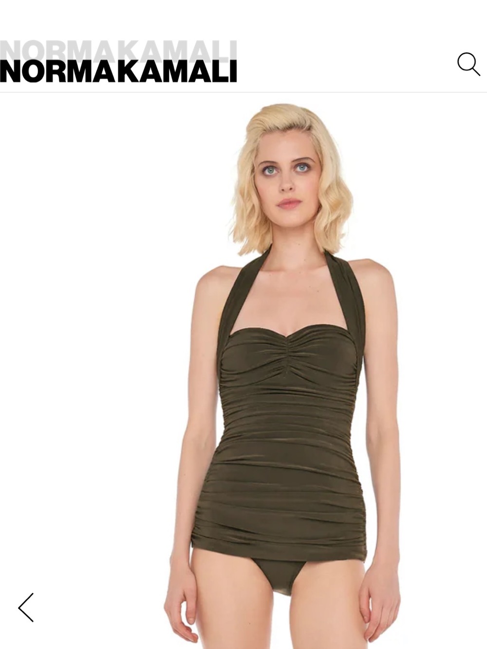 Norma Kamali Bark Bill Mio Ruched Halter One-Piece Swimsuit